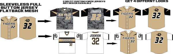 4 UNIFORM LOOKS 1 SLEEVELESS JERSEY 2 DRI FIT JERSEY COMBO SPECIAL