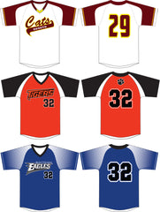 AX100 V NECK SET IN SLEEVE  BASEBALL JERSEY